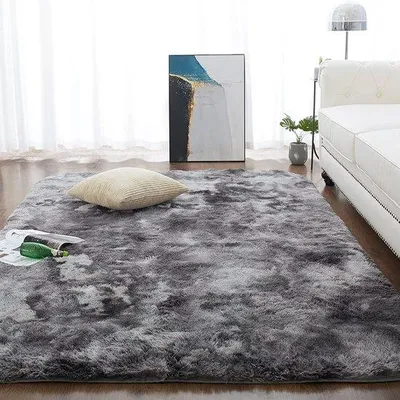 Produktbild von Famanu Teppich Hochflor weich - schwarz, 90 x 150 cm