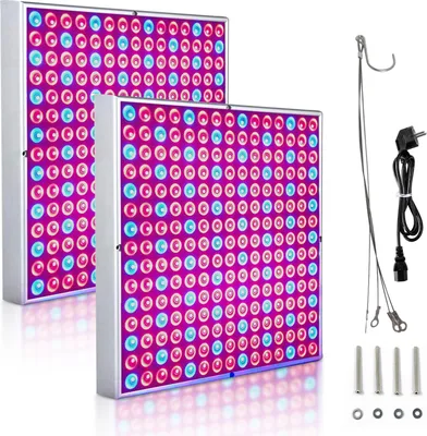 Obrázok produktu pre Clanmacy 2PCS LED lampa na rastliny, 45W s 225 červenými a modrými LED diódami na osvetlenie rastlín, LED rastová lampa, rastové lampy pre izbové rastliny, kvety v záhrade