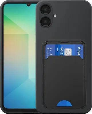 Image de Coque pour téléphone Samsung Galaxy A06 avec porte-cartes en TPU - Coque arrière flexible en silicone TPU avec porte-cartes - Noir - Smartphonics