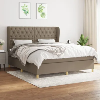 Produktbild von Robuste Doppelbett - Dezentem Design Boxspringbett mit Matratze Taupe 160x200 cm Stoff - Lattenrost Inklusive - 66955