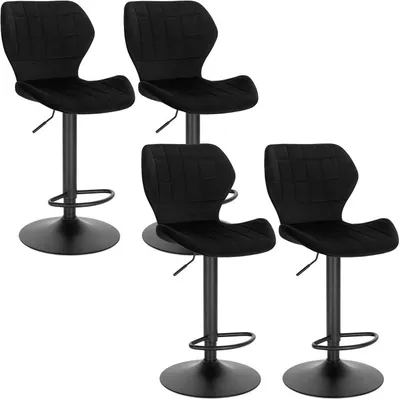 Produktbild von WOLTU Barhocker 4er Set höhenverstellbarer 360° Drehstuhl Barstuhl aus Samt Metall, Schwarz