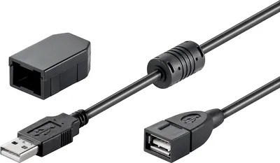 Produktbild von USB-A-Verlängerung mit Sicherungsclip, 2 m, schwarz 2,5 W, 0,5 A, 480 Mbit/s, USB 2.0
