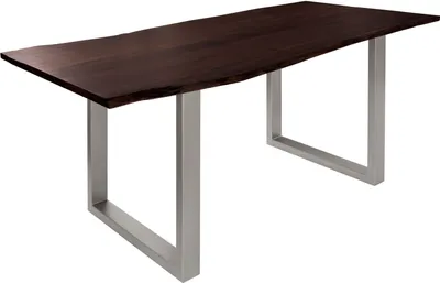 Image de MASSIVMOEBEL24 | Table à manger 180x90 Acacia laqué Brun / Gris mat FREEFORM