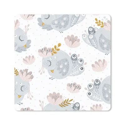Produktbild von MuchoWow® Mauspad Mousepad Mädchen - Muster - Vogel - Kinder 30x30 cm - Mousepads - Maus Mat - Pad - Mausunterlage - Gaming