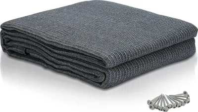 Zdjęcie produktu dla Dywan kempingowy Peviasot, dywan pod namiot, wykonany z HDPE, 240 g/m², wymiary 250 x 350 cm, kolor niebiesko-szary, 1 dywan z 13 kołkami, stabilizowany UV i dwustronny