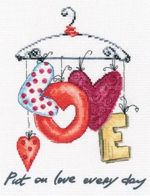 Produktbild von RTO Kreuzstich Set "Liebe" M70034, Zählmuster mit bedrucktem Hintergrund, 22x27 cm