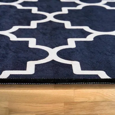 Productafbeelding van Famanu vloerkleed voor de woonkamer, modern, geometrisch design, antislip, zwart en wit, 120 x 200 cm