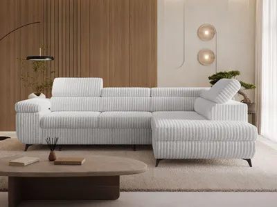 Produktbild von GrainGold Ecksofa L-Form Rechts Argon - Ecksofa mit Schlaffunktion und Bettkasten - Moderne Ecksofa, Wohnzimmer Ecksofa - Eckcouch Grau (Tilia 86)