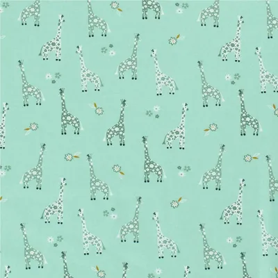Popeline Baumwollstoff Giraffen Kinderstoff mintgrün
