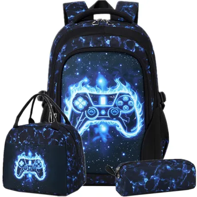 Produktbild von Schulrucksack Set Teenager Jungen Blau mit Lunchpaket und Mäppchen