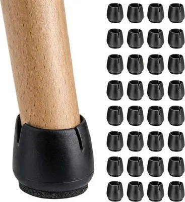 Productafbeelding van JustValue Stoelpoot Beschermers – 32 Stuks – Ø 12-16 Mm – Rond – Anti-Kras Vilt – Zwart