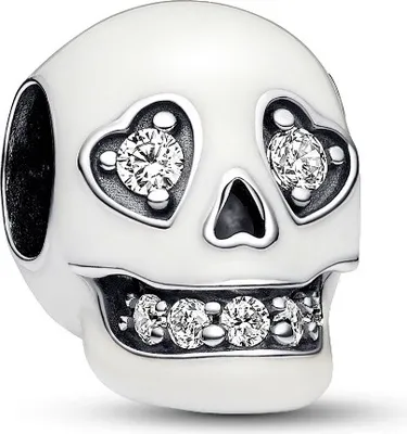 Produktbild von PANDORA Totenkopf Charm aus 925er Silber, Zirkonia, Emaille