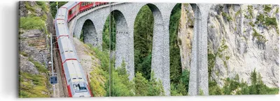 Produktbild von Bild auf Leinwand - Leinwandbild - 3 Teile - Viadukt Landwasser Zug - 120x40cm - Wand Bild - Wanddeko - Wandbilder - Leinwanddruck - Bilder - Wanddekoration - Leinwand bilder - CA120x40-4605