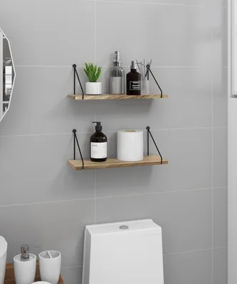 Produktbild von Rustikale Wandregale - Wandmontage - Set von 2 - Holz - Dekorativ