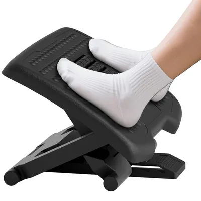 Produktbild von Ergonomische Fußstütze, höhenverstellbar, Massagefläche mit Rollen, Schwarz, 46 x 35 cm