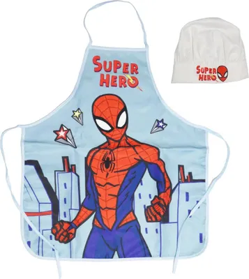 Produktbild von Marvel Spiderman Kinder Kochschürze Backschürze mit Mütze 3-6 Jahre