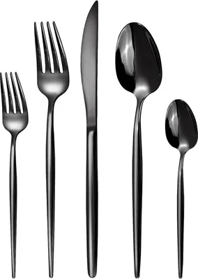 Produktbild von Besteck Set 6 Personen Schwarz,Hochwertige 30 teilig Edelstahl Bestecksets Schwarzes,Essbesteck Set mit Messer Gabel Löffel for Hotel/Party/Hochzeit