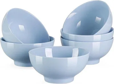 Produktbild von Porzellan Frühstücksböden - Set von 6 - 550 ml - 15 cm - Einfarbiges Geschirrset für 6 Personen