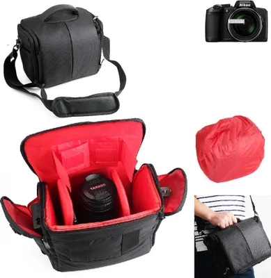 Produktbild von K-S-Trade Kompatibel mit Nikon Coolpix B600 Kameratasche Fototasche Schultertasche Zubehör Tasche einteilbare Trennwänden für Systemkamera, DSLR