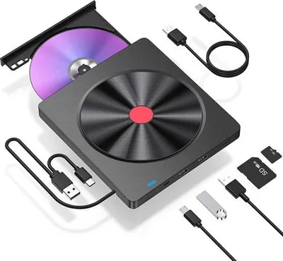 Produktbild von Portable USB 3.0 CD/DVD Brandgerät und SD/TF-Kartenleser für Laptop, PC und Mac