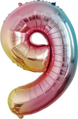 Obrázek produktu pro Folienballon Zahl 9, ca. 80 cm, regenbogenfarben