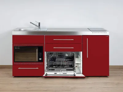 Produktbild von Stengel Miniküche MPGSMOS 180 KMGI Bordeauxrot Kühlschrank und Geschirrspüler