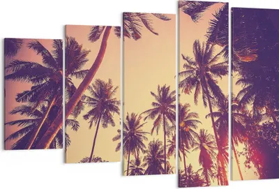 Produktbild von Bild auf Leinwand - Leinwandbild - 5 Teile - Palmen Himmel Sonne - 150x100cm - Wand Bild - Wanddeko - Wandbilder - Leinwanddruck - Bilder - Wanddekoration - Leinwand bilder - Wandbild - EG150x100-4220