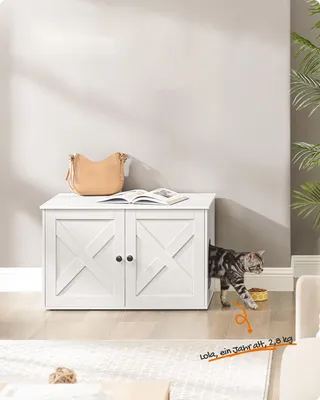 Produktbild von FEANDREA Katzentoilette,80x53x49,2cm,mit herausnehmbarem Trennwand weiß