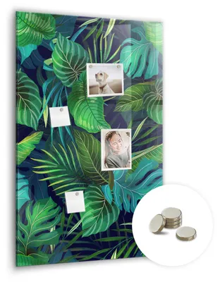 Produktbild von Dekorative Magnettafel 60x90 cm - Magnetwand - für Fotos, Karten und Notizen - Fotowand - Memoboard - Magnetpinnwand - Wanddekoration - Exotische große Blätter