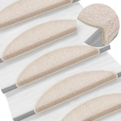 Immagine prodotto di vidaXL Tappetini per gradini 10 pezzi 56x17x3 cm Taupe Semicircolare