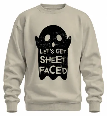 Obrázok produktu pre LET'S GET SHEET FACED Halloween Geist lustig Party Geschenk Spaß Uni mikina Pullover, Natur, XL