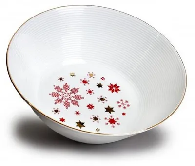 Zdjęcie produktu dla Thun 1794 Miska na kompot, 24 cm, Lea, czerwone płatki bożonarodzeniowe, złoto, Thun