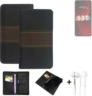 Produktbild von K-S-Trade Handyhülle + Kopfhörer kompatibel mit Xiaomi 13T Schutzhülle Walletcase Bookstyle Tasche Schutz Case Hülle Wallet Cover Kunstleder