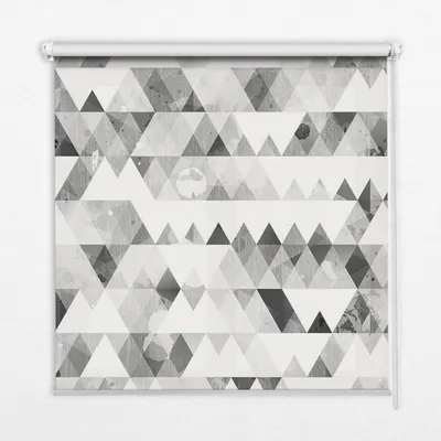 Produktbild von Seitenzug-Rollo Fensterrollo Jalousie - Thermo-Rollo Verdunkelungsrollo - 140x180 cm - Graues Dreiecksmuster
