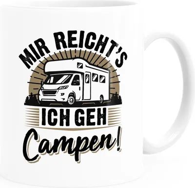 Produktbild von Kaffee-Tasse Camping Home is where the Stellplatz is Geschenke für Camper Wohnmobil Spruch lustig Moonworks® weiß standard