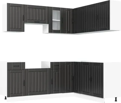 Produktbild von 11-tlg. Küchenschrank-Set Kalmar Schwarz Holzwerkstoff