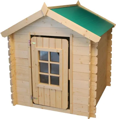 Produktbild von Spielhaus Happy Park Grün - 1,05 x 1,05 Meter aus 13 mm Blockbohlen