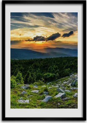 Produktbild von Bild - Bilderrahmen - Foto - 70 cm x 100 cm - MDF - Rahmen - Wandkunst - Panorama der Berge