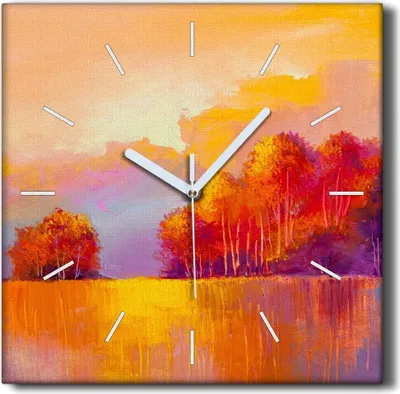 Produktbild von Coloray Hodiny Unikátní 30x30 cm  Tiché hodiny Pro obývací pokoj a kuchyň Nástěnné hodiny Plátno Černé ručičky hodin - Podzimní lesní zvířecí výzdoba