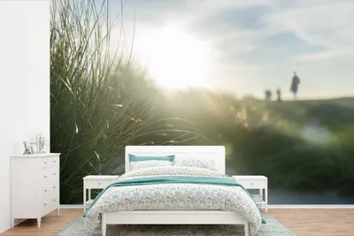 Produktbild von MuchoWow® Fototapete für Wohnzimmer oder Schlafzimmer Wandtapete Vinyl Motivtapete Strand - Düne - Sonne - 450x300 cm - Gemusterte