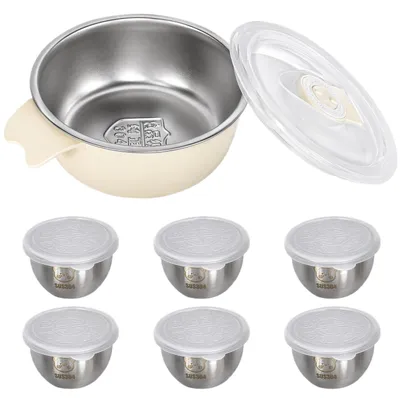 7-teiliges Edelstahl-Schälchen-Set mit Deckeln, 10 cm