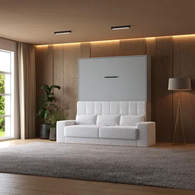Produktbild von Schrankbett  mit  Weiss SOFA M1 160x200 Vertikal Perlgrau/Perlgrau
