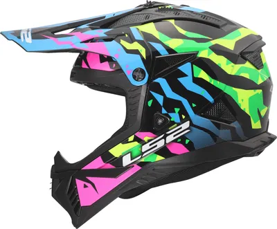 Zdjęcie produktu dla Kask motocyklowy LS2 MX708 Fast II Grotesk, niebiesko-zielony, rozmiar M (57/58)