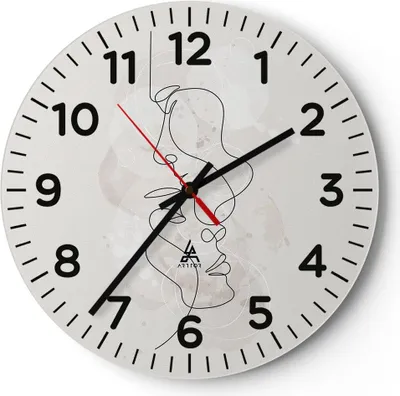 Produktbild von Wanduhr - Rund - Glasuhr - Einzeilig Mann Frau - 30x30cm - Schleichendes Uhrwerk - Lautlos - zum Aufhängen bereit - Dekoration Modern - Wanddekoration aus Glas - C4AR30x30-4629