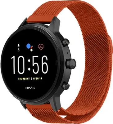 Produktbild von Strap-it Milanese - Kompatibel mit Fossil Gen 5 - Armband 44mm Fossil uhrenarmband Fossil ersatzarmband Hogwetiges Edelstahl für Smartwatch 22mm Armband Orange 22mm