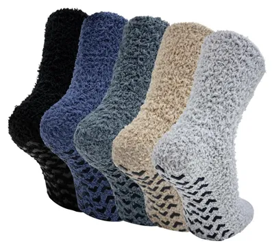Produktbild von Herren Kuschelsocken mit Anti-Rutsch Noppen 5 Paar 39-46 Mehrfarbig