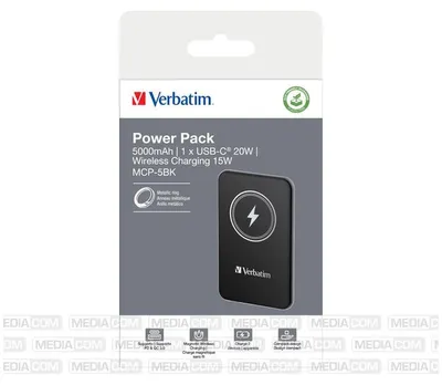 Obrázek produktu pro Verbatim Charge 'n' Go, 5000 mAh, Lithium-polymerová (LiPo), Quick Charge 3.0, Bezdrátové nabíjení, Černá