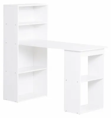 Produktbild von Schreibtisch Küchentisch Mit Regal, Computertisch, Arbeitstisch, Laptoptisch, Büroregal, Weiß, 120X55X120Cm