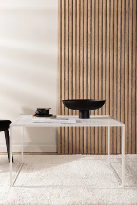 Produktbild von Couchtisch Netz Weiß aus Stahl mit offenem Gitterregal 80x80x45 cm