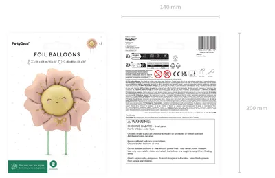 Image de Ballon en plastique Fleur - rose pâle, jaune, 104x104 cm